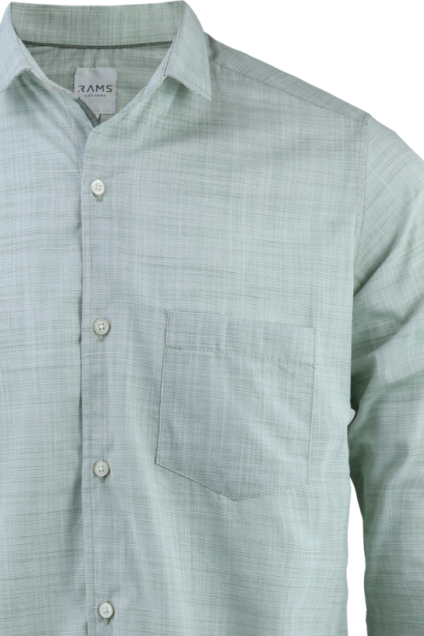 Camisa Elegante Manga Larga Verde Manzana Slim Fit Textura Lino Para Hombre